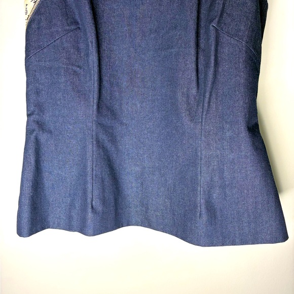 Shanghai Tang Vintage Denim Calligraphy Cheongsam Top - Picture 3 of 11